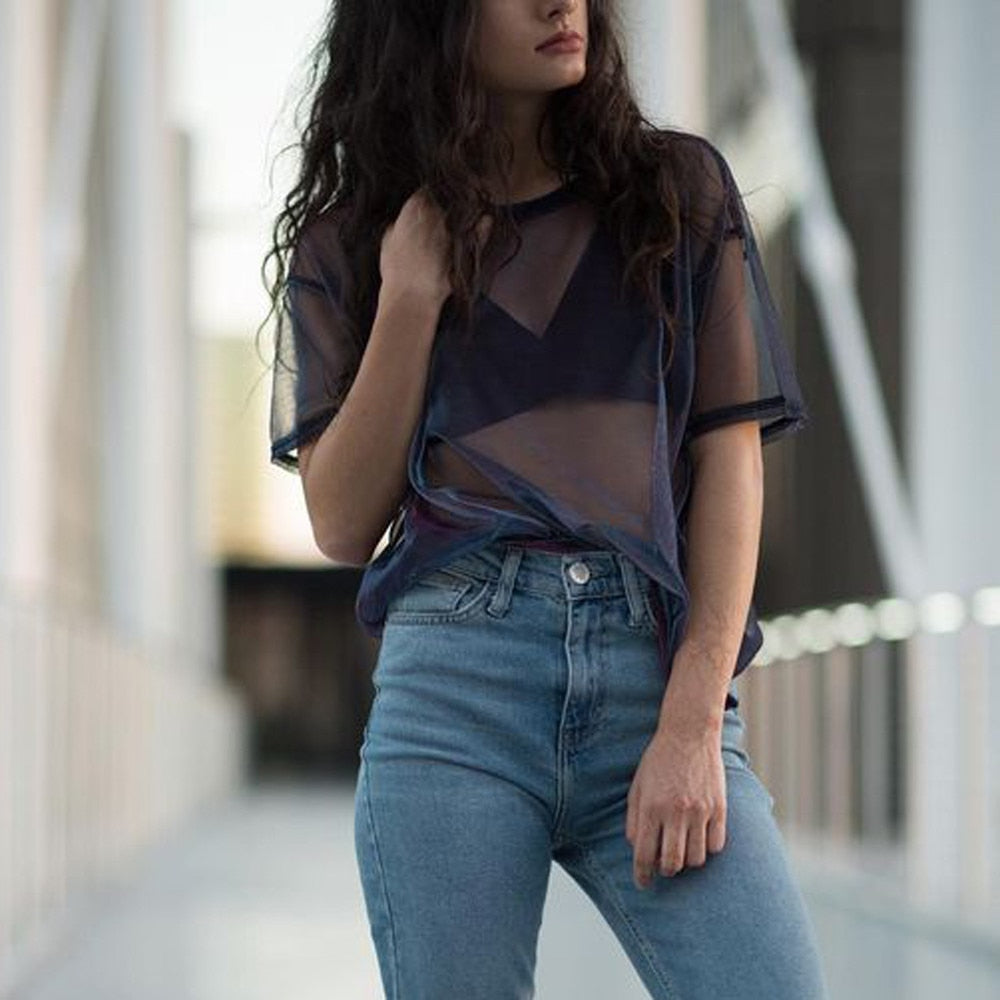 Calvin - Sheer Transparent Women’s Summer Blouse