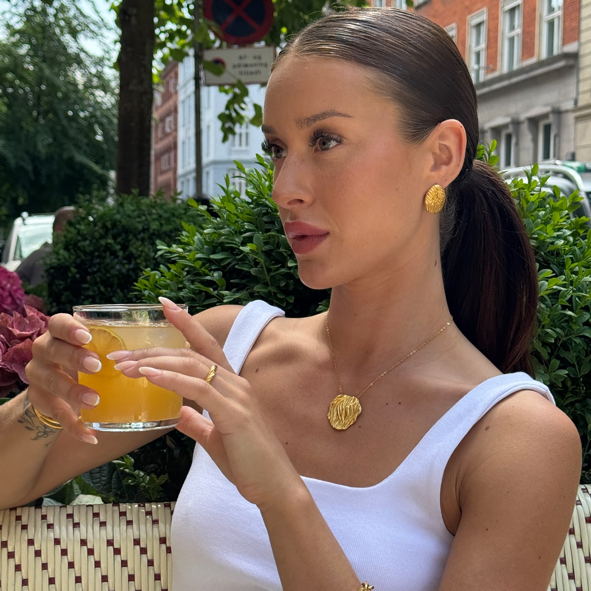 Wind Ovale Øreringe 18K Guldbelagt