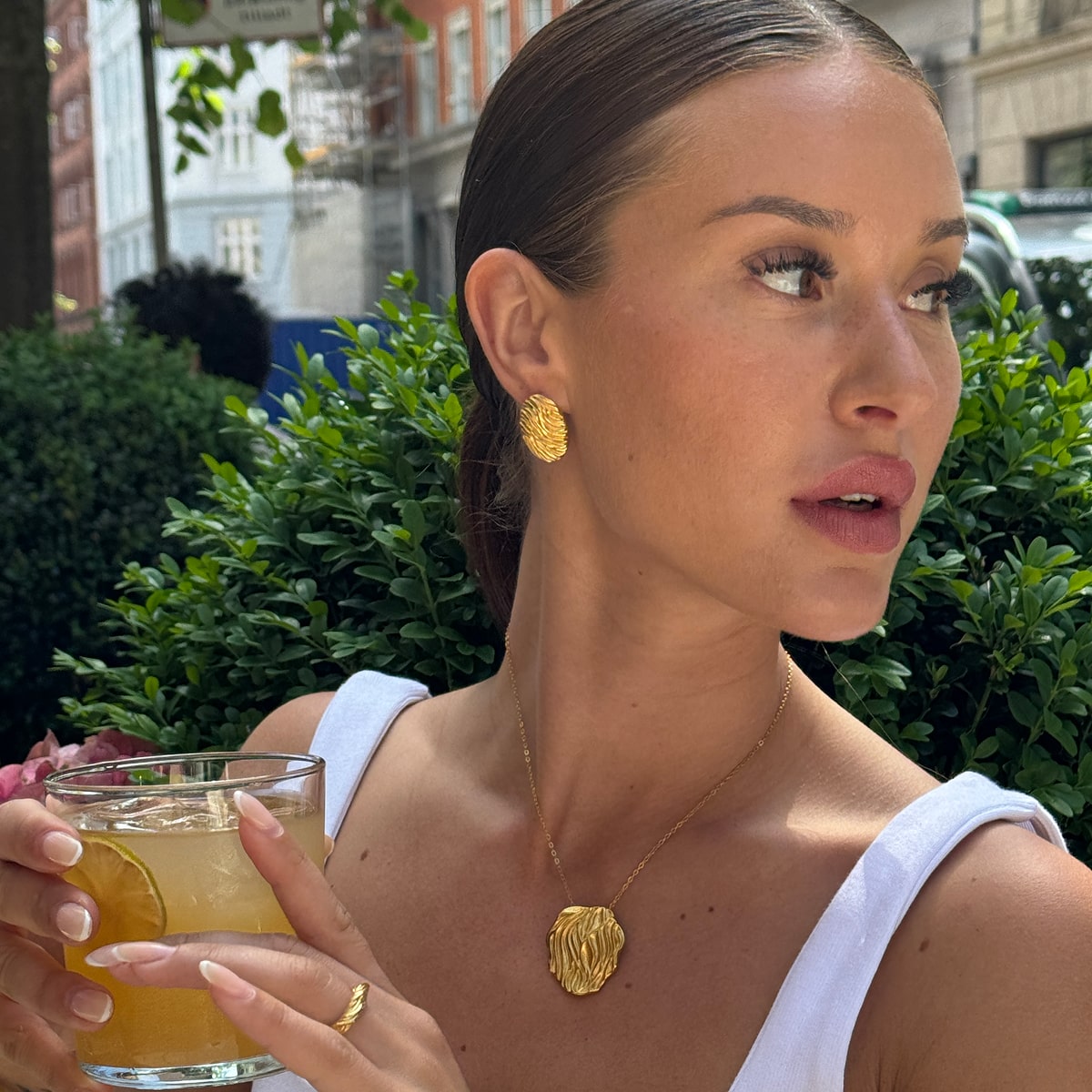 Wind Ovale Øreringe 18K Guldbelagt