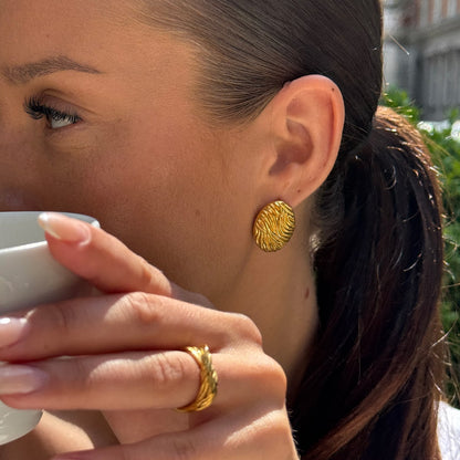 Wind Ovale Øreringe 18K Guldbelagt