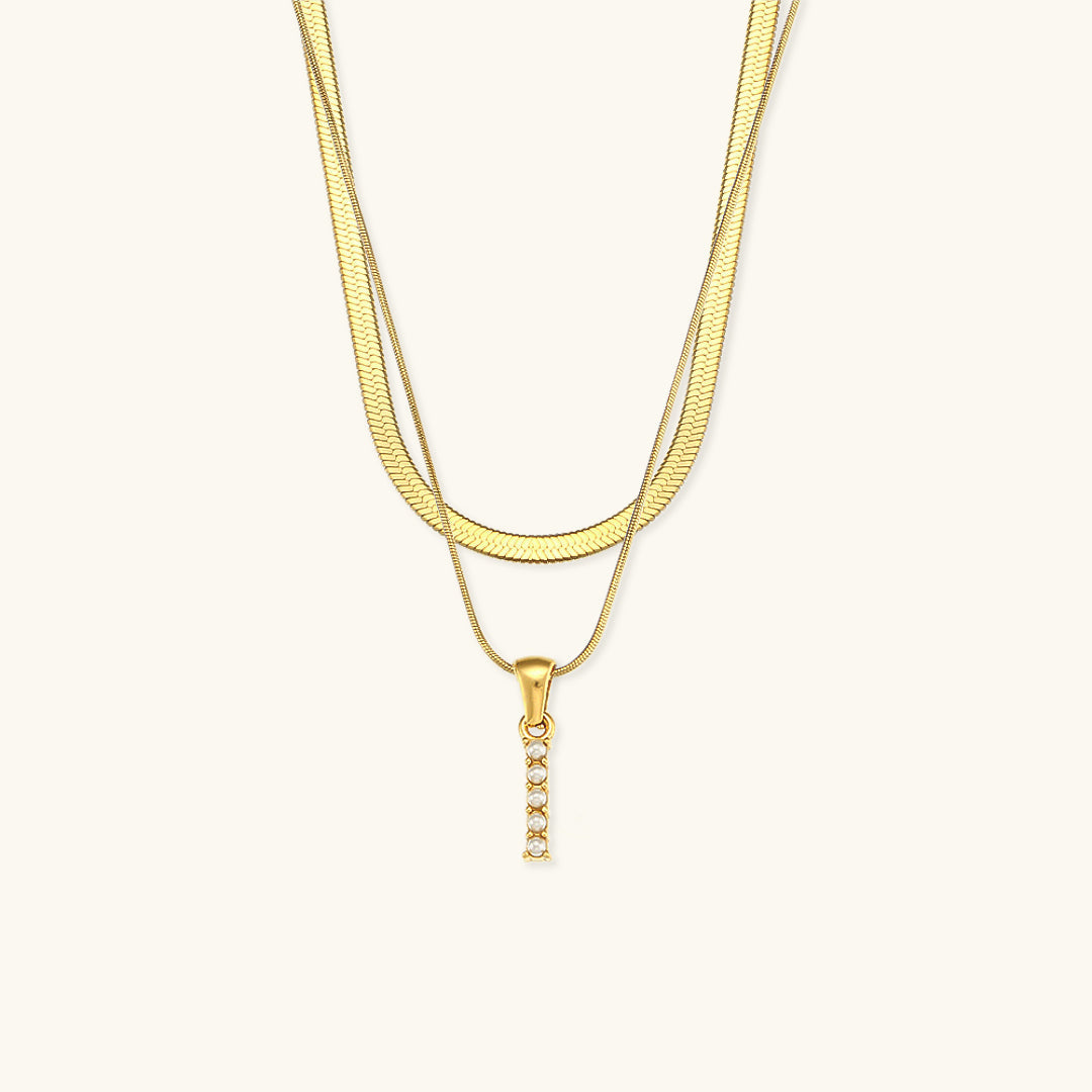 Lune gelaagde gouden initialen ketting