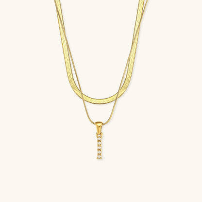 Lune gelaagde gouden initialen ketting