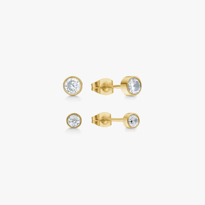 Classic Krystal Stud Øreringe 18K Guldbelagt 2mm/3mm