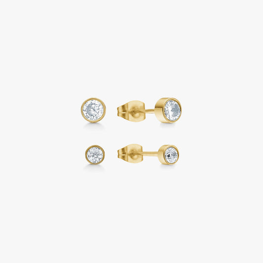 Classic Krystal Stud Øreringe 18K Guldbelagt 2mm/3mm