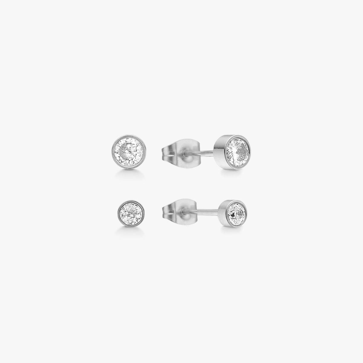 Classic Krystal Stud Øreringe Sølvfarvet 2mm/3mm