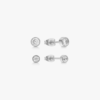 Classic Krystal Stud Øreringe Sølvfarvet 2mm/3mm
