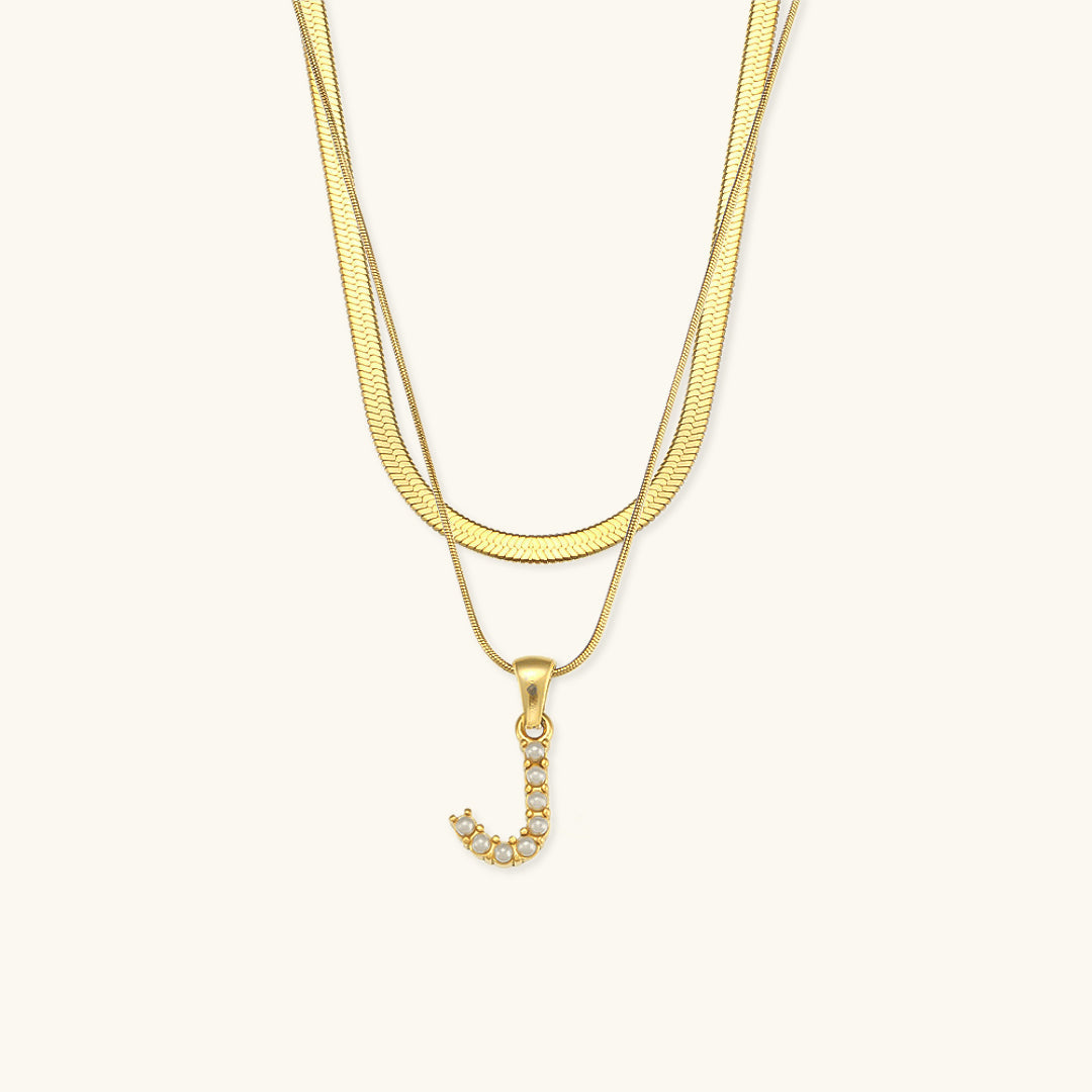 Lune gelaagde gouden initialen ketting