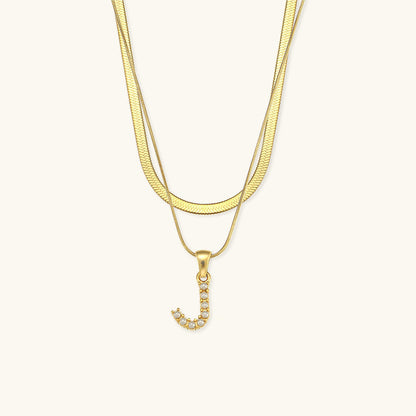 Lune gelaagde gouden initialen ketting
