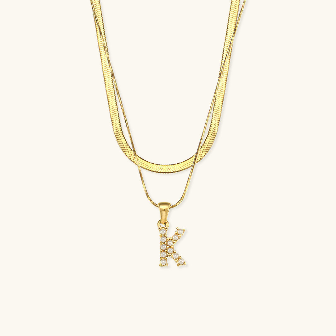 Lune gelaagde gouden initialen ketting
