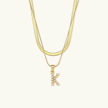 Lune gelaagde gouden initialen ketting