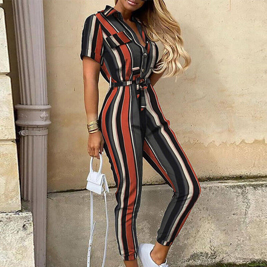 Reese | Lightweight Structured Fit Short Sleeve Jumpsuit With Button Closure