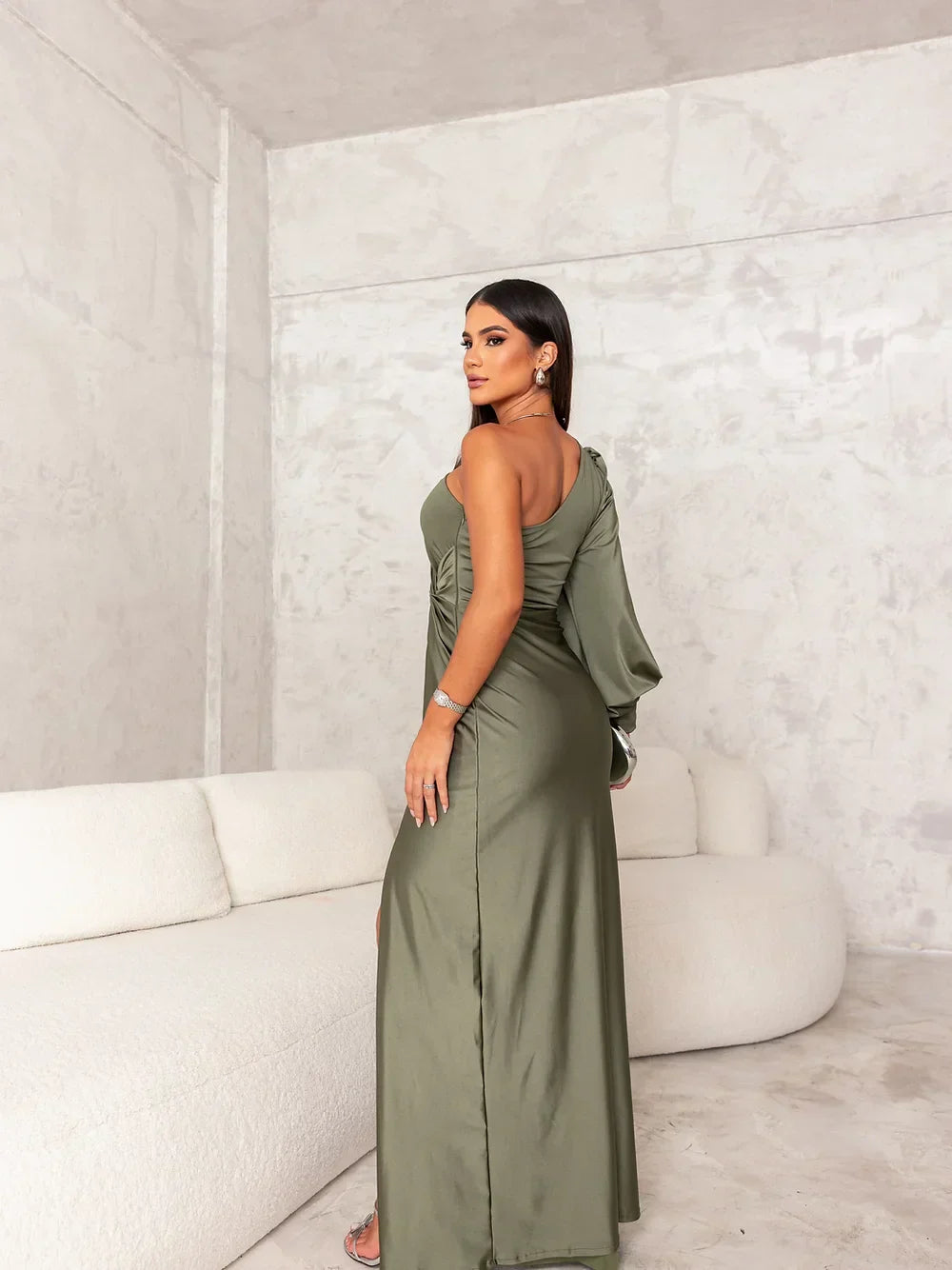 Hallie - Elegant One Shoulder Maxi Dress