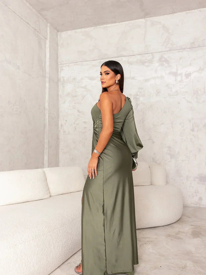 Hallie - Elegant One Shoulder Maxi Dress