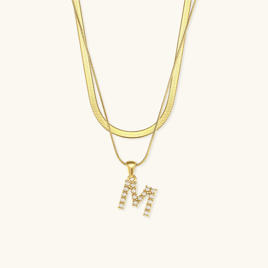 Lune gelaagde gouden initialen ketting