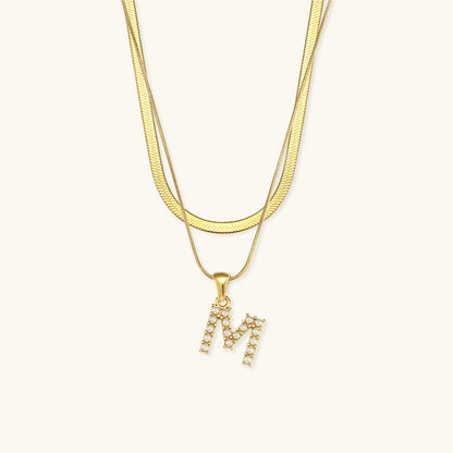Lune gelaagde gouden initialen ketting