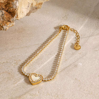 Rani Diamond Heart Tennisarmband