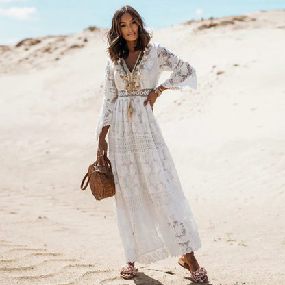 Lilly | Women's Flowy Long Sleeve Boho Maxi Dress