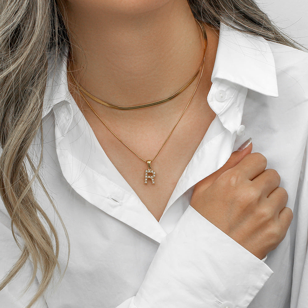 Lune gelaagde gouden initialen ketting