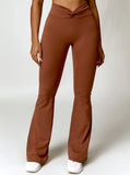 Serafina - Brown High-Waist Figure-Shaping Flared Leggings