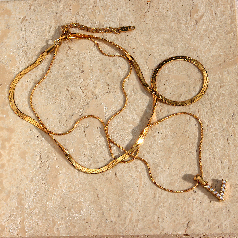 Lune gelaagde gouden initialen ketting