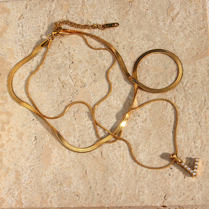 Lune gelaagde gouden initialen ketting