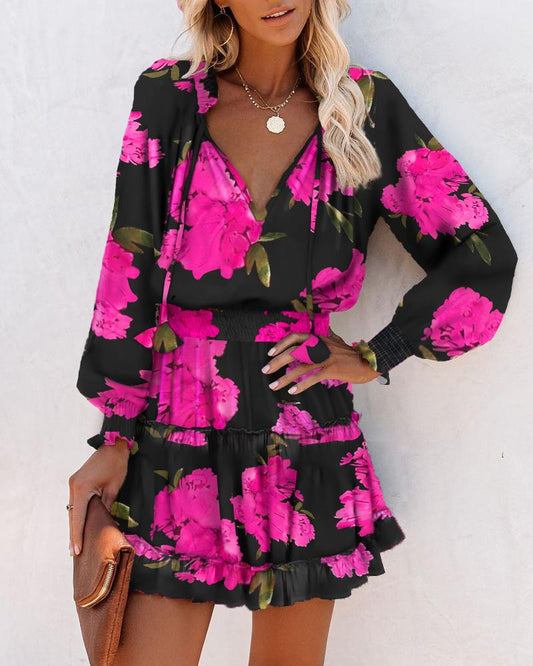 Zoe | Bold Floral Mini Dress for Vibrant Elegance