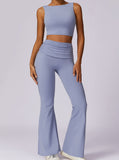 Liana - Light Blue High-Waist Flare Leggings