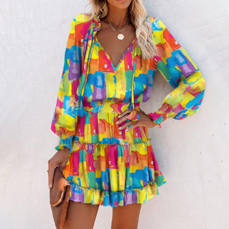 Zoe | Bold Floral Mini Dress for Vibrant Elegance