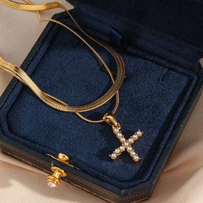 Lune gelaagde gouden initialen ketting