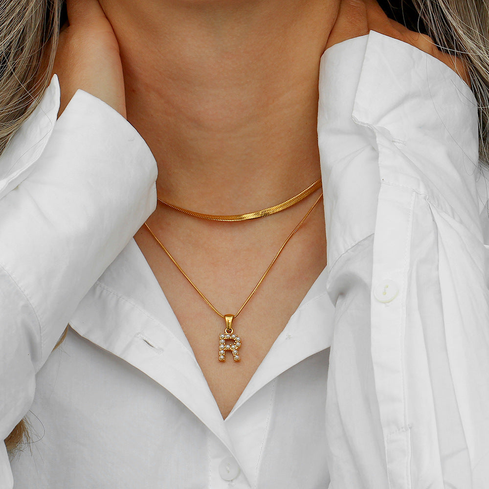 Lune gelaagde gouden initialen ketting
