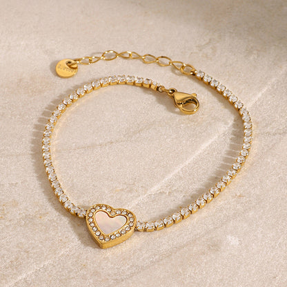 Rani Diamond Heart Tennisarmband