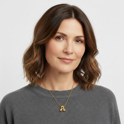 Golden Glow Bubble Letter Initial Necklace