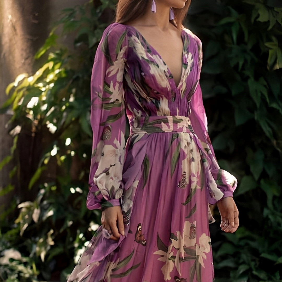 Rachel | Women’s Lightweight Floral Chiffon Dress with Flowy Fit