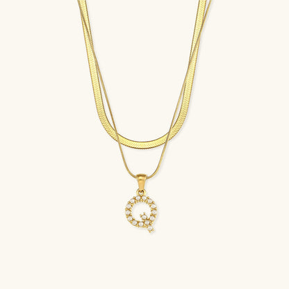 Lune gelaagde gouden initialen ketting