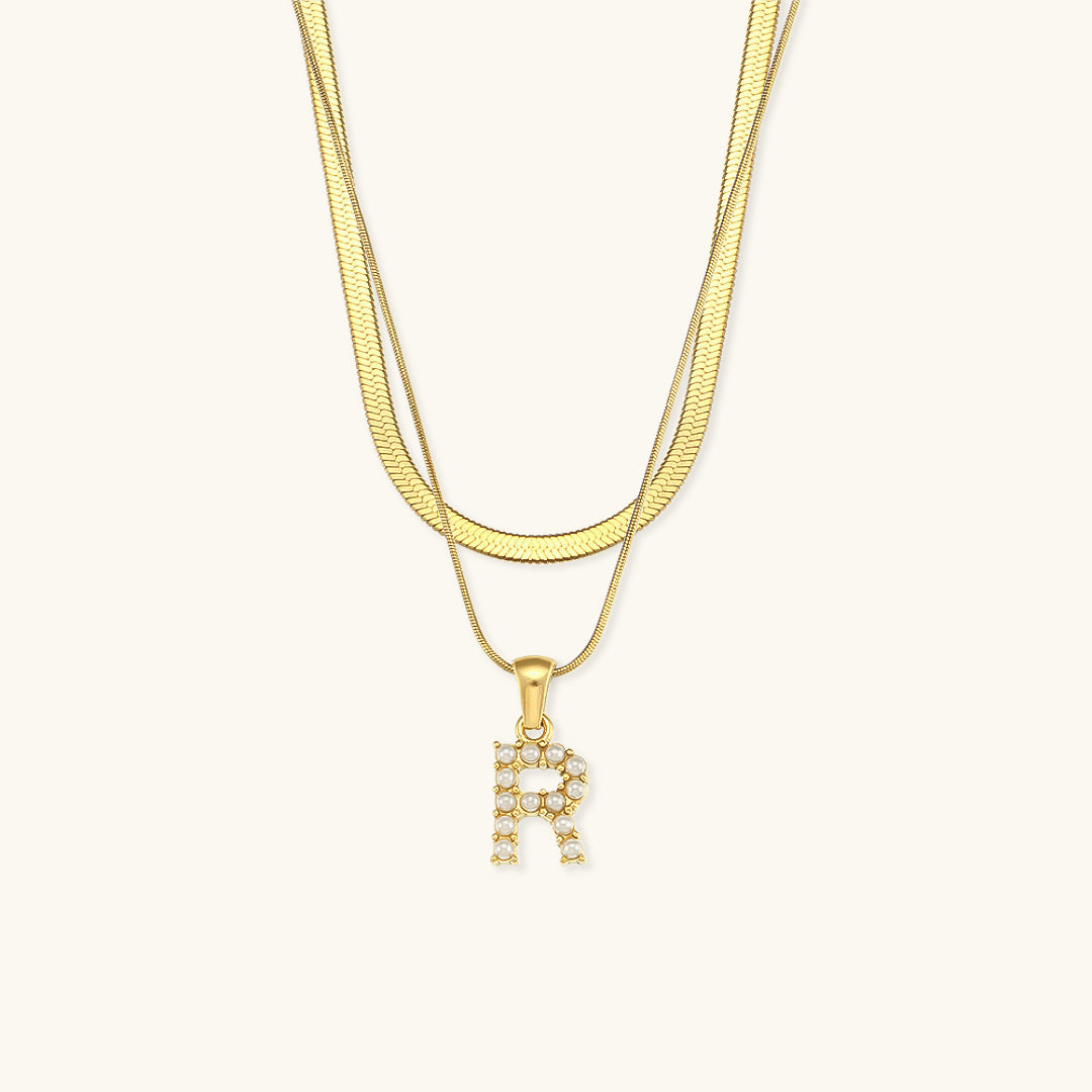 Lune gelaagde gouden initialen ketting