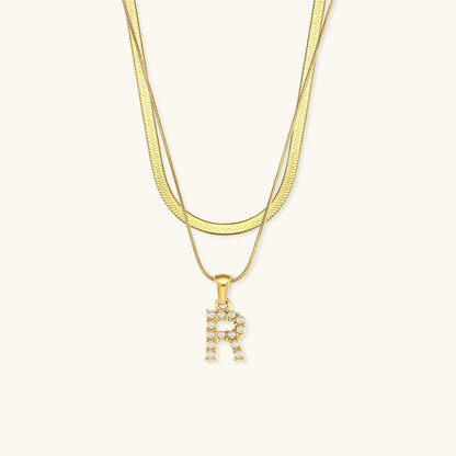 Lune gelaagde gouden initialen ketting