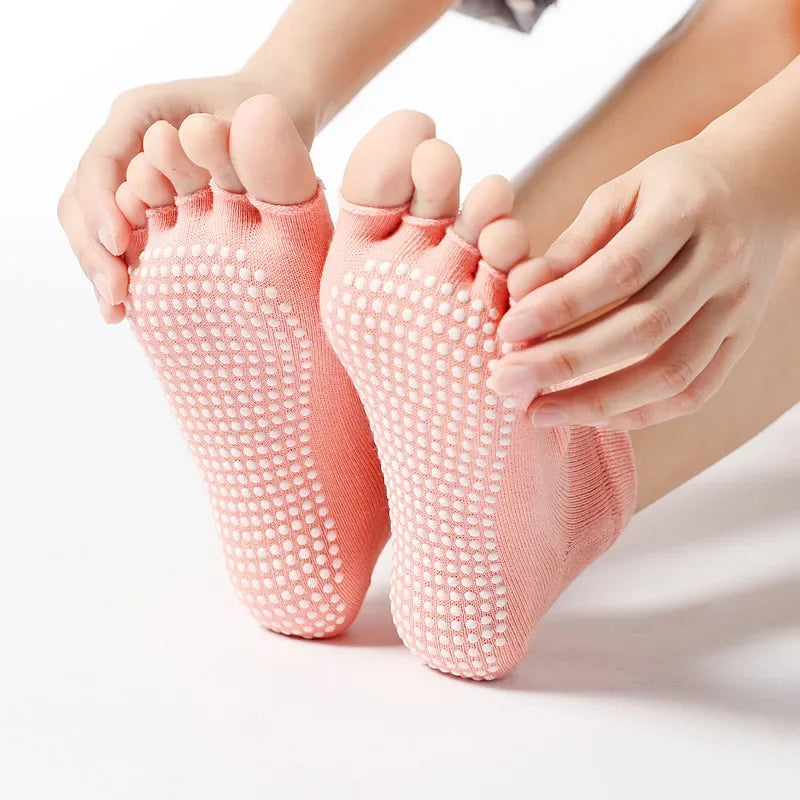 Women’s Five-Toe Pilates Socks Non-Slip Cotton