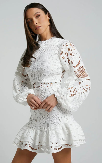 Esme | Elegant Stand Collar Mini Dress