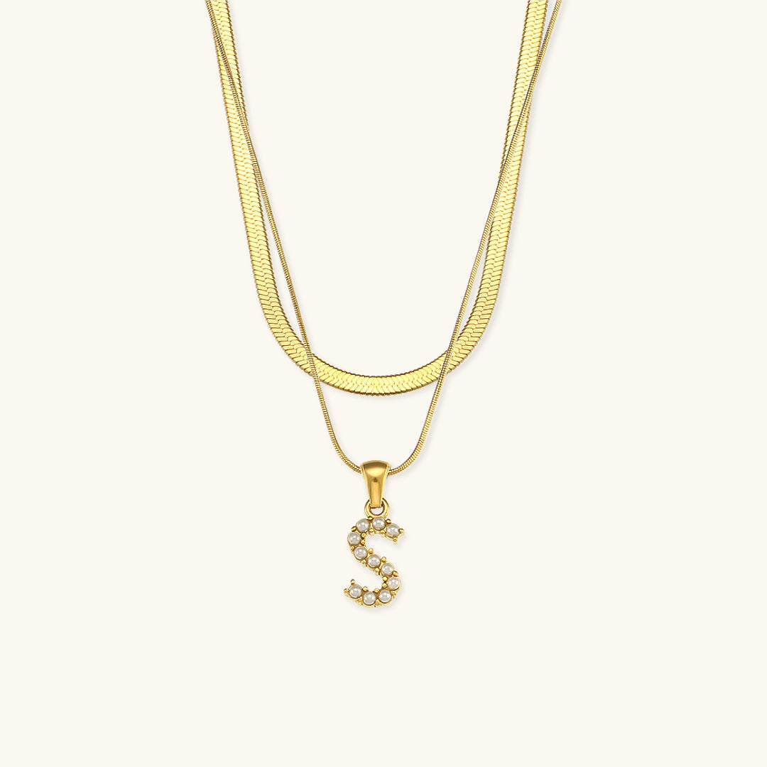 Lune gelaagde gouden initialen ketting