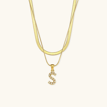 Lune gelaagde gouden initialen ketting