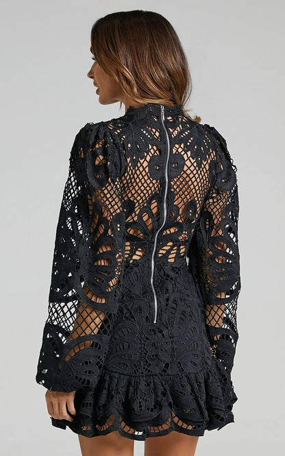 Esme | Elegant Stand Collar Mini Dress