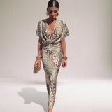 Domenica | Elegant Maxi Dress with Unique V-neck for Women