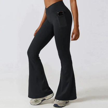 Women's High Waisted Flare Yoga Leggings - Sculpting Stretch