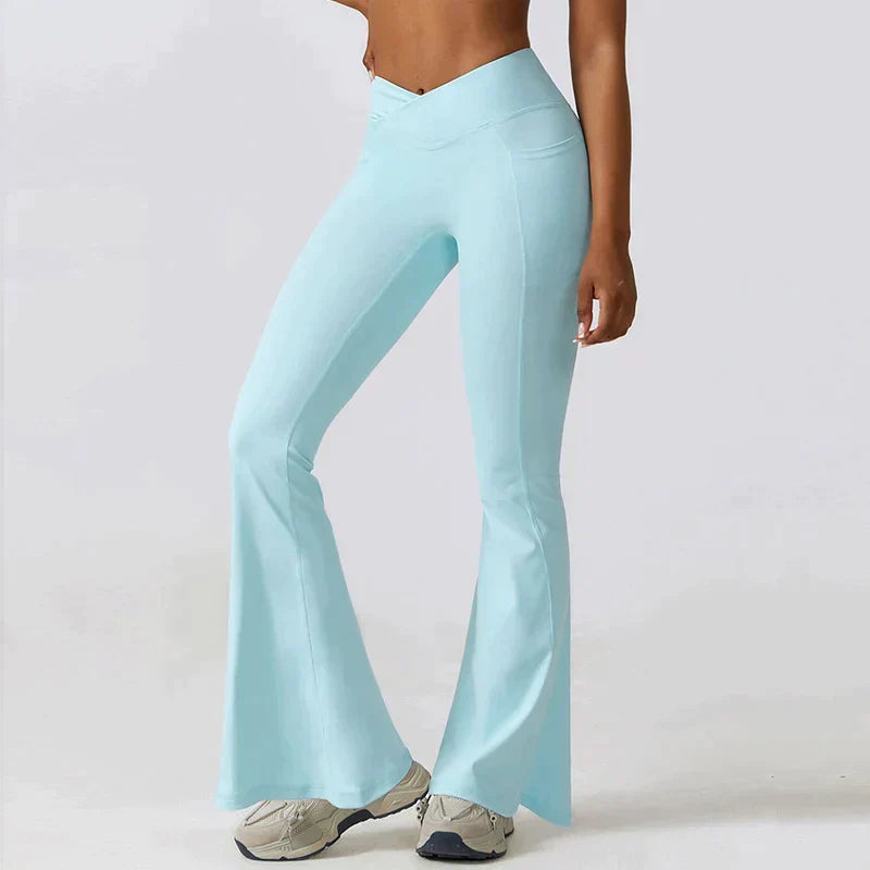 Women's High Waisted Flare Yoga Leggings - Sculpting Stretch