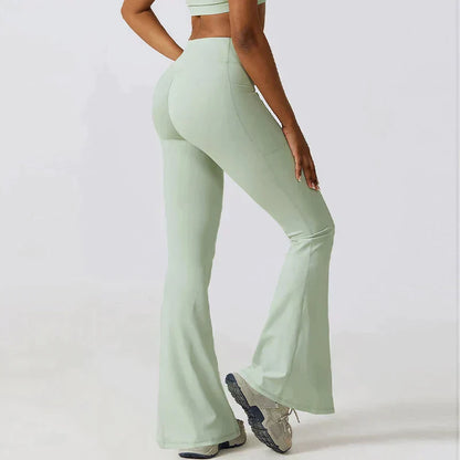 Women's High Waisted Flare Yoga Leggings - Sculpting Stretch