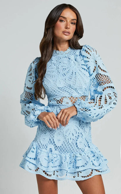Esme | Elegant Stand Collar Mini Dress