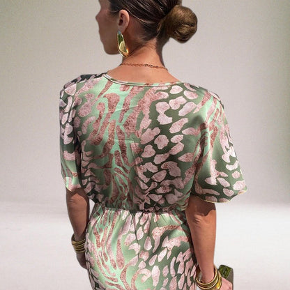 Domenica | Elegant Maxi Dress with Unique V-neck for Women
