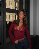 Nicole - Elegant Long Sleeve Lace Trim Women’s Top