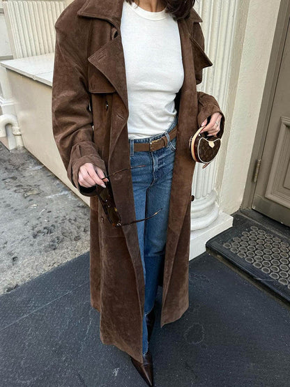 Olivia - Classic Suede Trench Coat