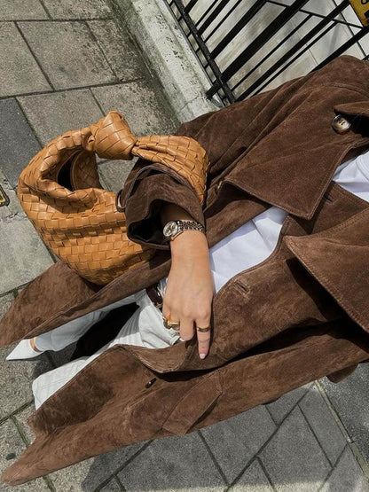 Olivia - Classic Suede Trench Coat